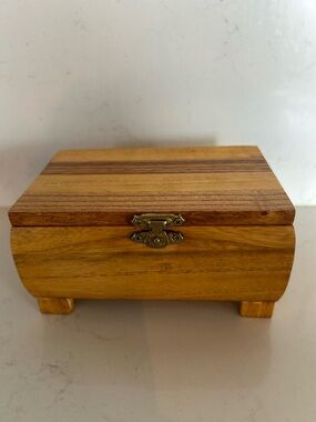 Handcrafted Wood Box with Brass Latch - Golden Brown 
 5.5 w x 3 d